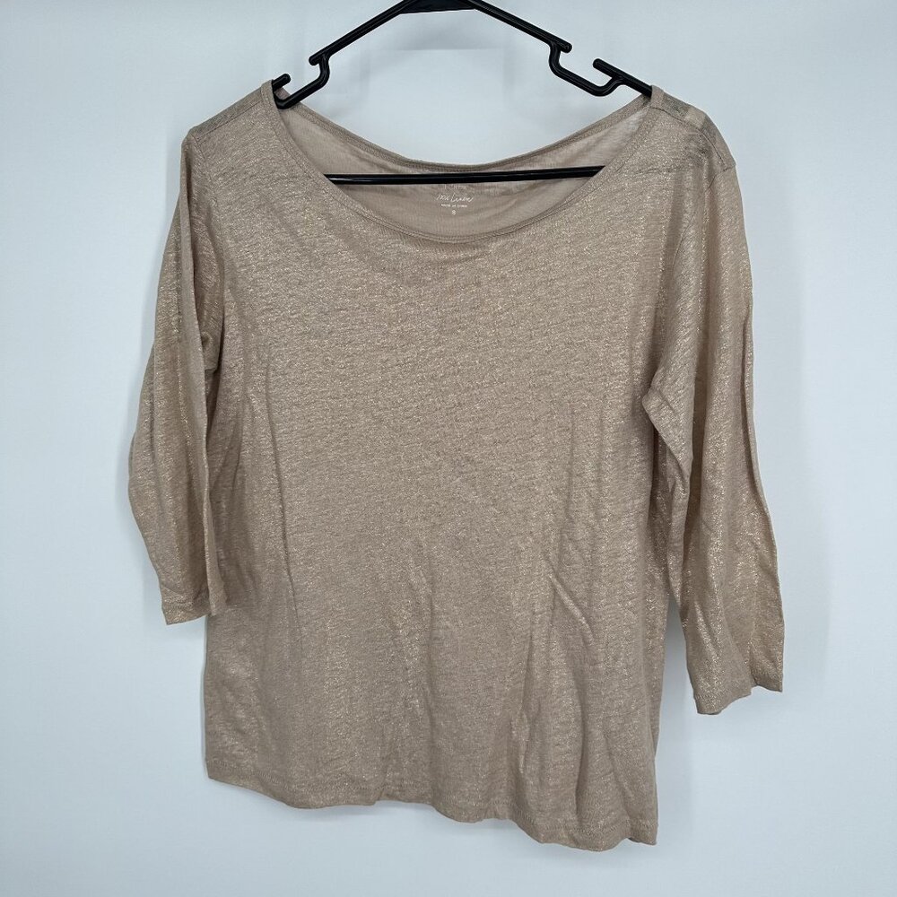 J. Crew Women's Blouse‎ Metallic Gold 100% Linen Size small
